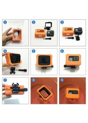 Floaty for GoPro Hero 7, Hero 6, Hero 5 Cameras, Orange Floating Case for GoPro Floater Accessories with Screw Use for Water Sports Swimming Diving