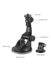 Generic - Car Suction Cup Mount With Tripod Adapter For Action Camera Black