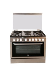 Hoover Freestanding 4-Burner + 2 Hot Plates Gas Cooker, FGC9042-3DEX (90 x 60 x 85 cm)