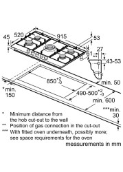 موقد غاز مدمج 5 شعلات iQ500 سيمنز، EC9B5QO90M (4.5 × 91.5 × 52 سم)