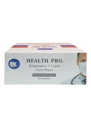 Health Pro Disposable Face Mask 3ply White 50&#039;s