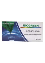 Biogreen Alcohol Swabs 200&#039;s 1TRAS200