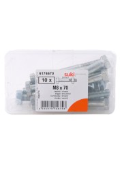 Suki Zinc Plate Hex screws (M8 x 70 mm)