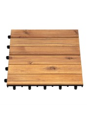 Acacia Floor 6-Slats Deck Tile (30 x 30 x 2 cm, 10 pcs)