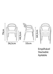 Tramontina Sissi Summa Polypropylene & Fiberglass Hollow Back Armchair (56.5 x 79 x 53 cm)