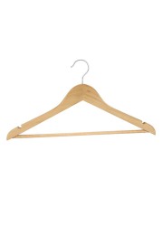 Wooden Flat Hanger W/ Round Bar (44.5 cm, 8 pcs)