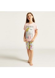 Disney Alice In Wonderland Print T-shirt and Printed Shorts Set