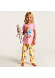 Hasbro Printed Round Neck T-shirt and Pyjama - Set of 2