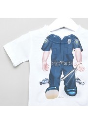 Just Add A Kid Policeman Print T-shirt with Short Sleeves