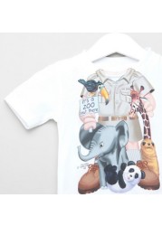 Just Add A Kids Zookeeper Print T-shirt with Round Neck