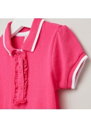 Juniors Ruffle Detail Polo T-shirt with Short Sleeves