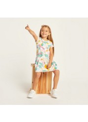 Juniors Printed Round Neck Dress with Short Sleeves - Set of 4