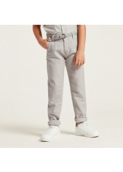 Juniors Solid Pants with Belt and Pockets