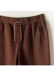 Textured Pants with Drawstring Closure and Pockets