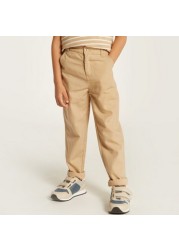 Juniors Solid Mid-Rise Pants with Button Closure and Pockets