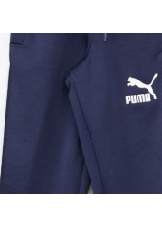 PUMA Logo Printed Track Pants with Tape Detail