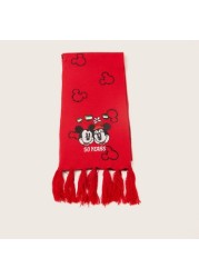 Disney Mickey and Minne Embroidered Scarf with Tassels