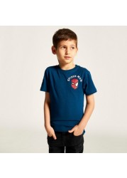 Spider-Man Print Crew Neck T-shirt with Short Sleeves