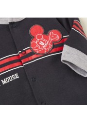 Disney Mickey Mouse Embroidered Detail Sleepsuit with Long Sleeves