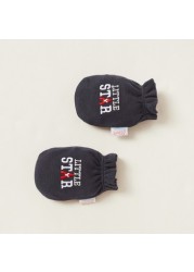 Disney Text Embroidered Detail Mittens with Cuffed Hem