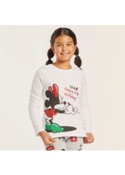 Disney Minnie Mouse Print T-shirt with Long Sleeves