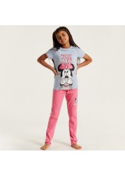 Disney Minnie Mouse Print T-shirt and Pyjama Set