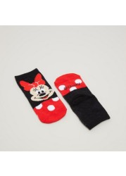 Disney Minnie Mouse Print Socks with Cuffed Hem