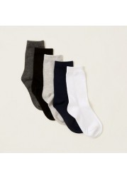 Gloo Solid Crew Length Socks with Cuffed Hem - Pack of 5