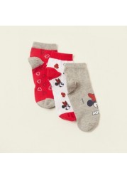 Disney Mickey Mouse Print Ankle Length Socks - Set of 3