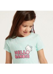 Sanrio Hello Kitty Print Tiered Dress with Short Sleeves