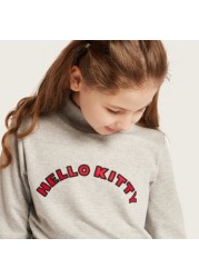 Hello Kitty Embroidered Dress with Round Neck and Long Sleeves