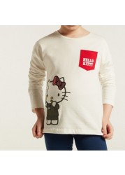 Sanrio Hello Kitty Print T-shirt with Long Sleeves