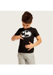 Batman Embellished T-shirt with Short Sleeves