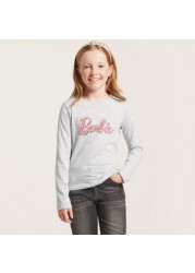 Barbie Print T-shirt with Long Sleeves