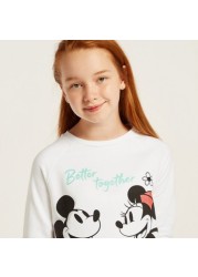 Disney Mickey Mouse Print Knit Dress with Long Sleeves