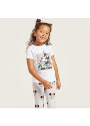 Disney Minnie Mouse Print Round Neck T-shirt with Short Sleeves