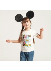 Disney Graphic Print T-shirt with Short Sleeves and Round Neck