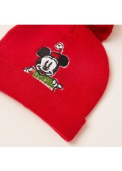 Disney Minnie Mouse Print Cap with Pom-Pom and Sequin Detail