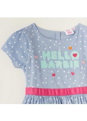 Sanrio Hello Barbie Print Round Neck A-line Dress with Belt Tie-Ups