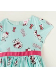 Sanrio Hello Barbie Round Neck A-line Dress with Belt Tie-Ups