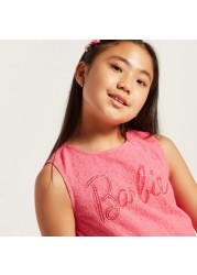 Barbie Embellished Schiffli Sleeveless Peplum Top