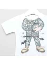 Just Add A Kids Army Boy Print T-shirt with Round Neck