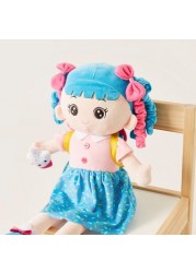 Juniors Pink and Blue Dress Rag Doll with Cake - 60 cms