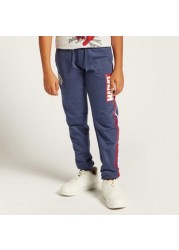 Printed Mid-Rise Jog Pants with Drawstring Closure and Pockets