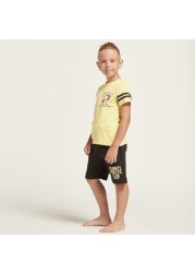 Snoopy Graphic Print T-shirt with Shorts Set