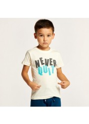 Juniors Printed Crew Neck T-shirt with Short Sleeves