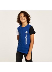 PlayStation Printed Crew Neck T-shirt with Short Sleeves