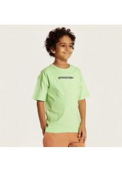 Juniors Printed Crew Neck T-shirt with Short Sleeves