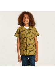 Juniors Printed Shirt with Short Sleeves and Button Closure