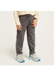 Solid Woven Pants with Pocket Detail and Button Closure